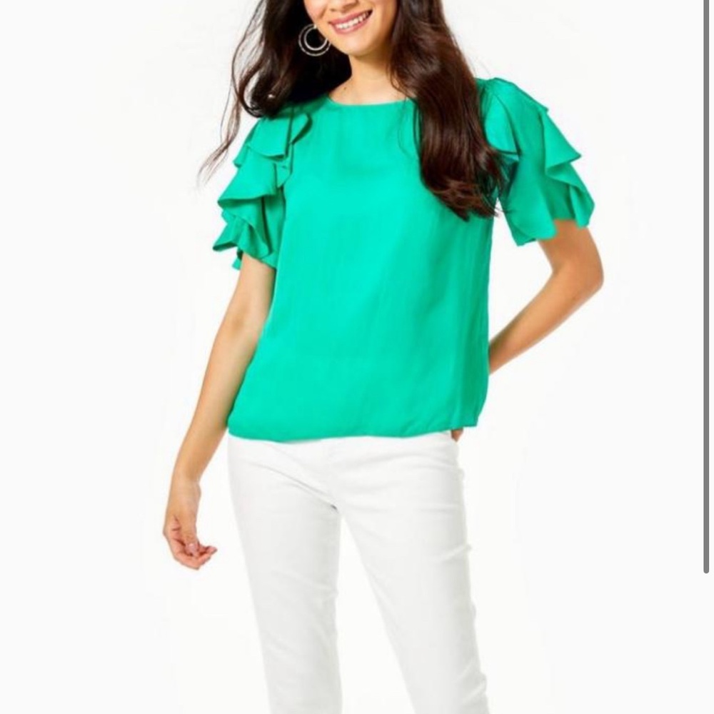 Lilly Ruffle Emerald Green π π - Picture 3 of 5